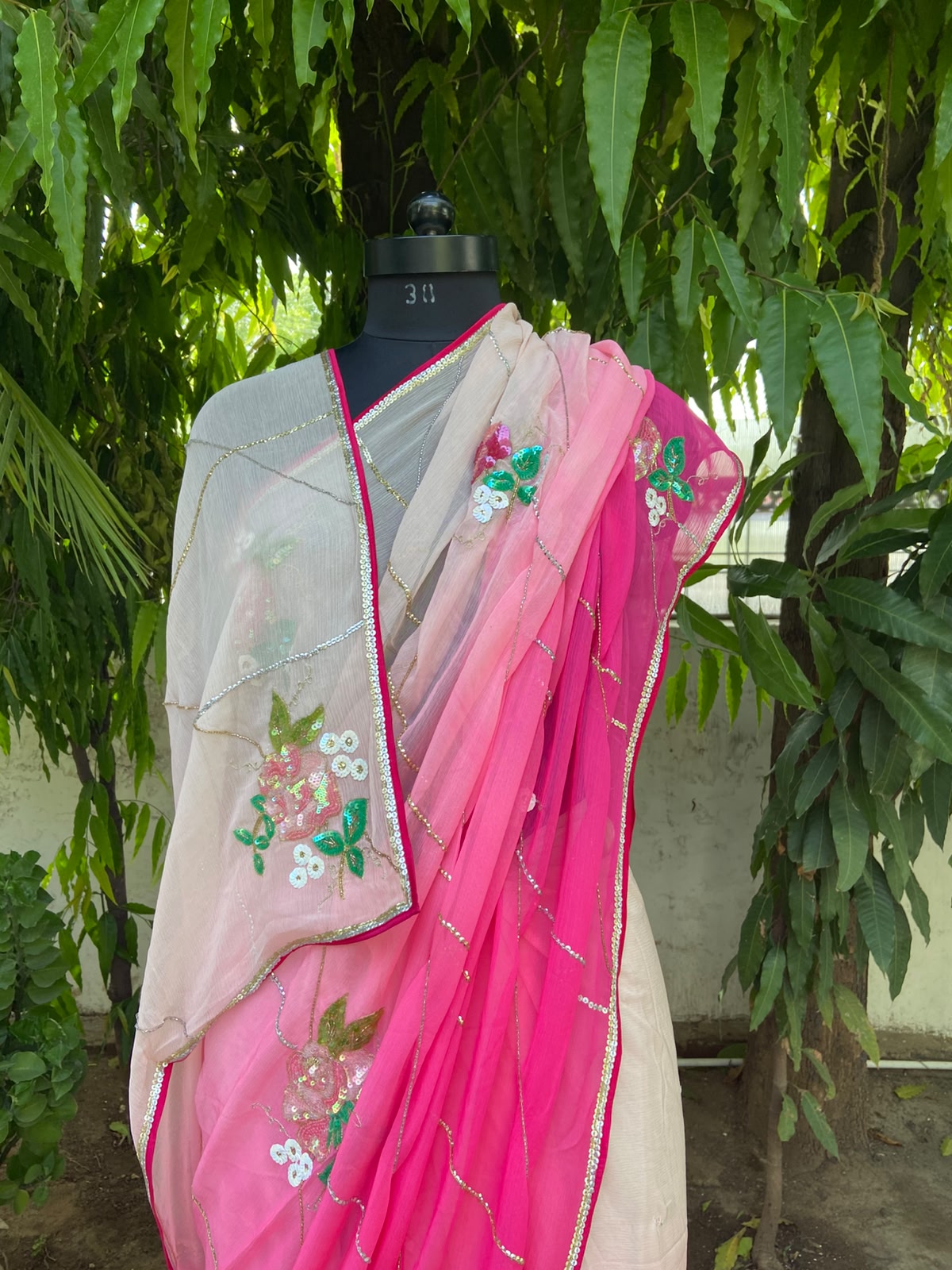 Blush Elegance Chiffon Saree