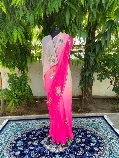 Blush Elegance Chiffon Saree