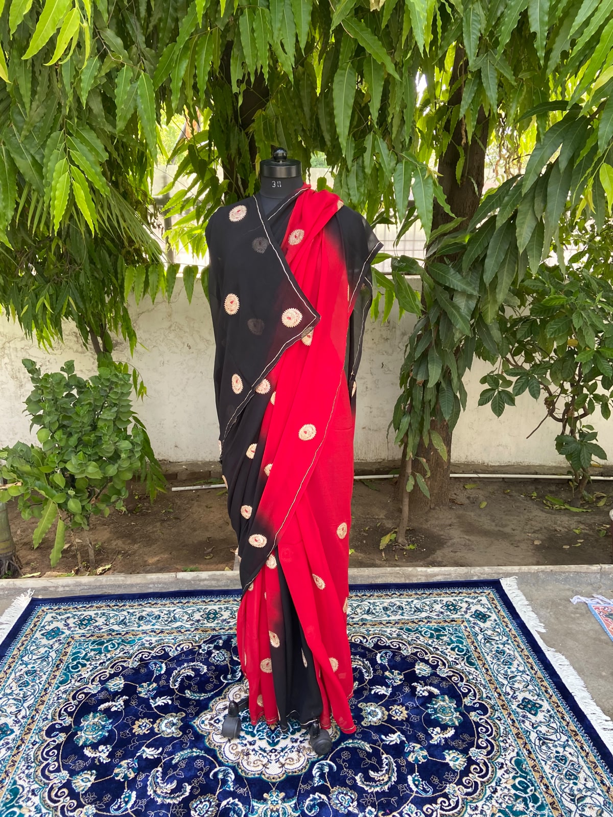 Midnight Flame Chiffon Saree
