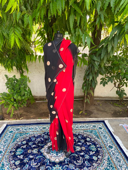 Midnight Flame Chiffon Saree