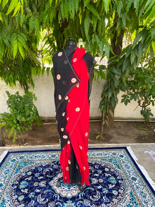 Midnight Flame Chiffon Saree