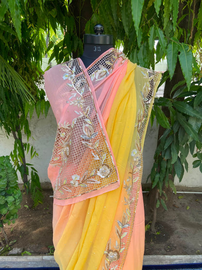 Sunrise Elegance Chiffon Saree