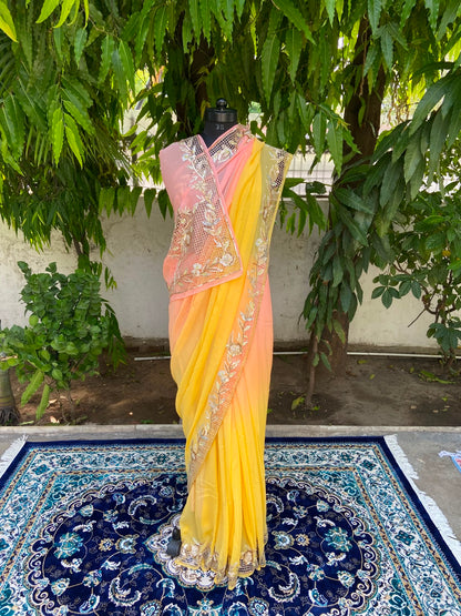 Sunrise Elegance Chiffon Saree