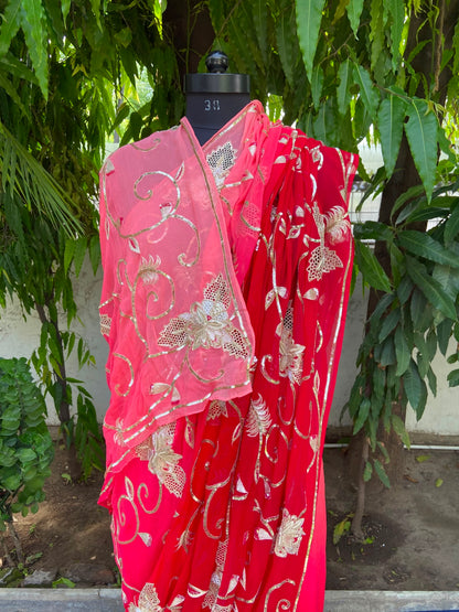 Ruby Glow Chiffon Saree
