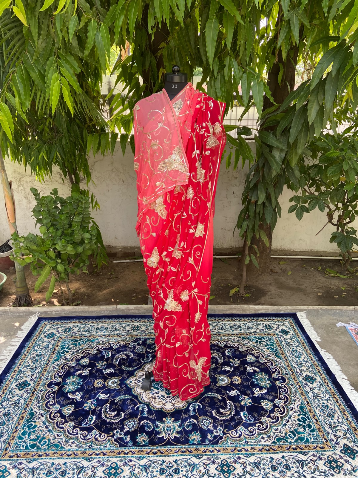 Ruby Glow Chiffon Saree