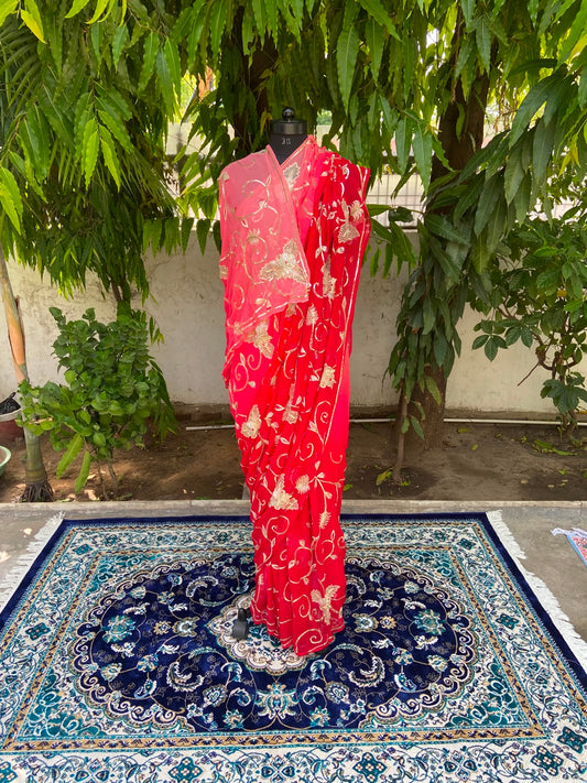 Ruby Glow Chiffon Saree