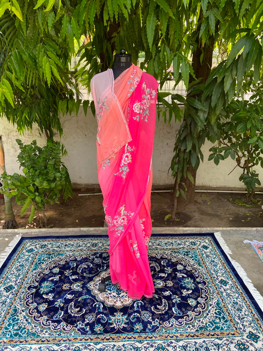 Rose Glow Chiffon Saree