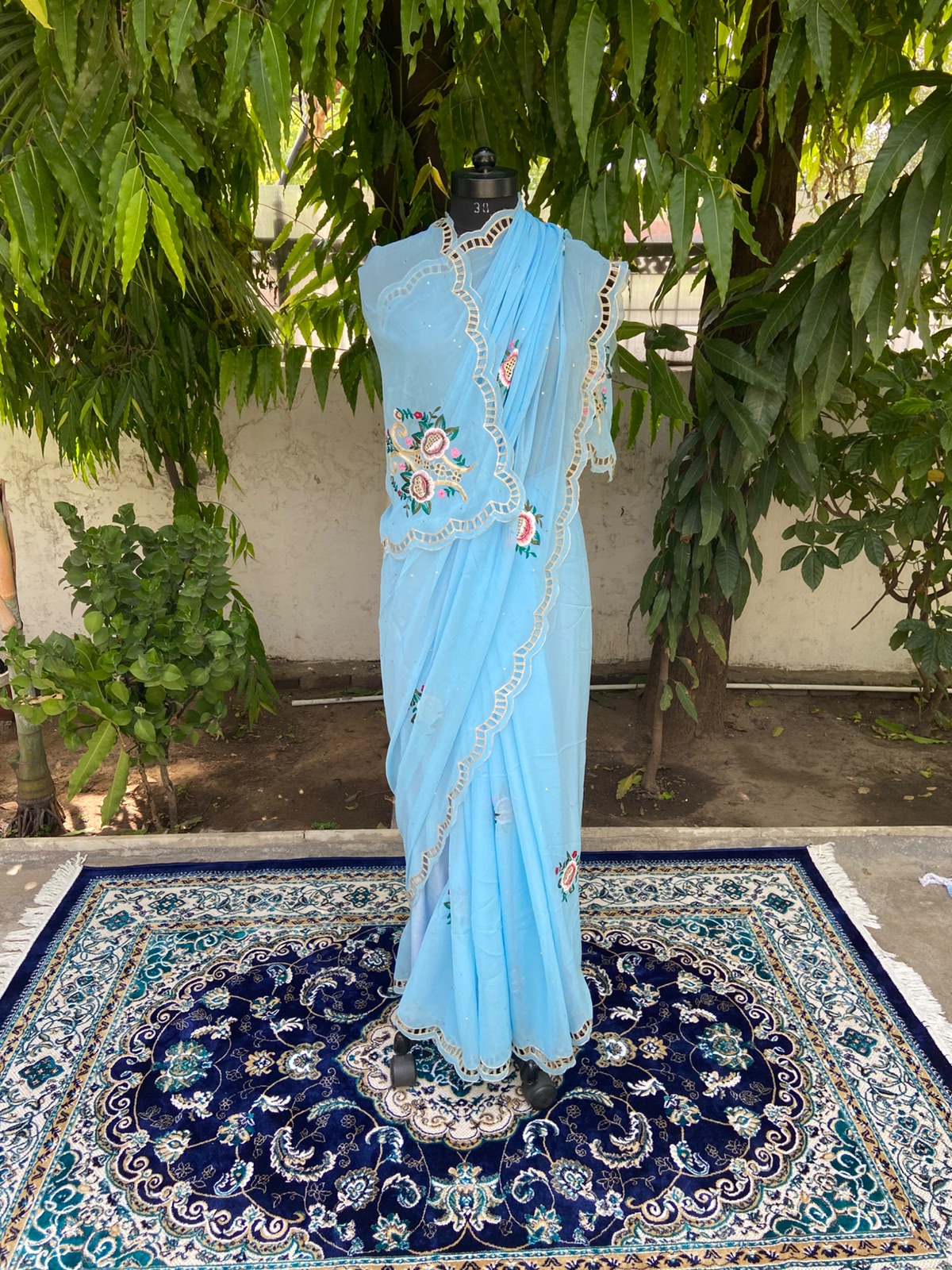 Azure Grace Chiffon Saree