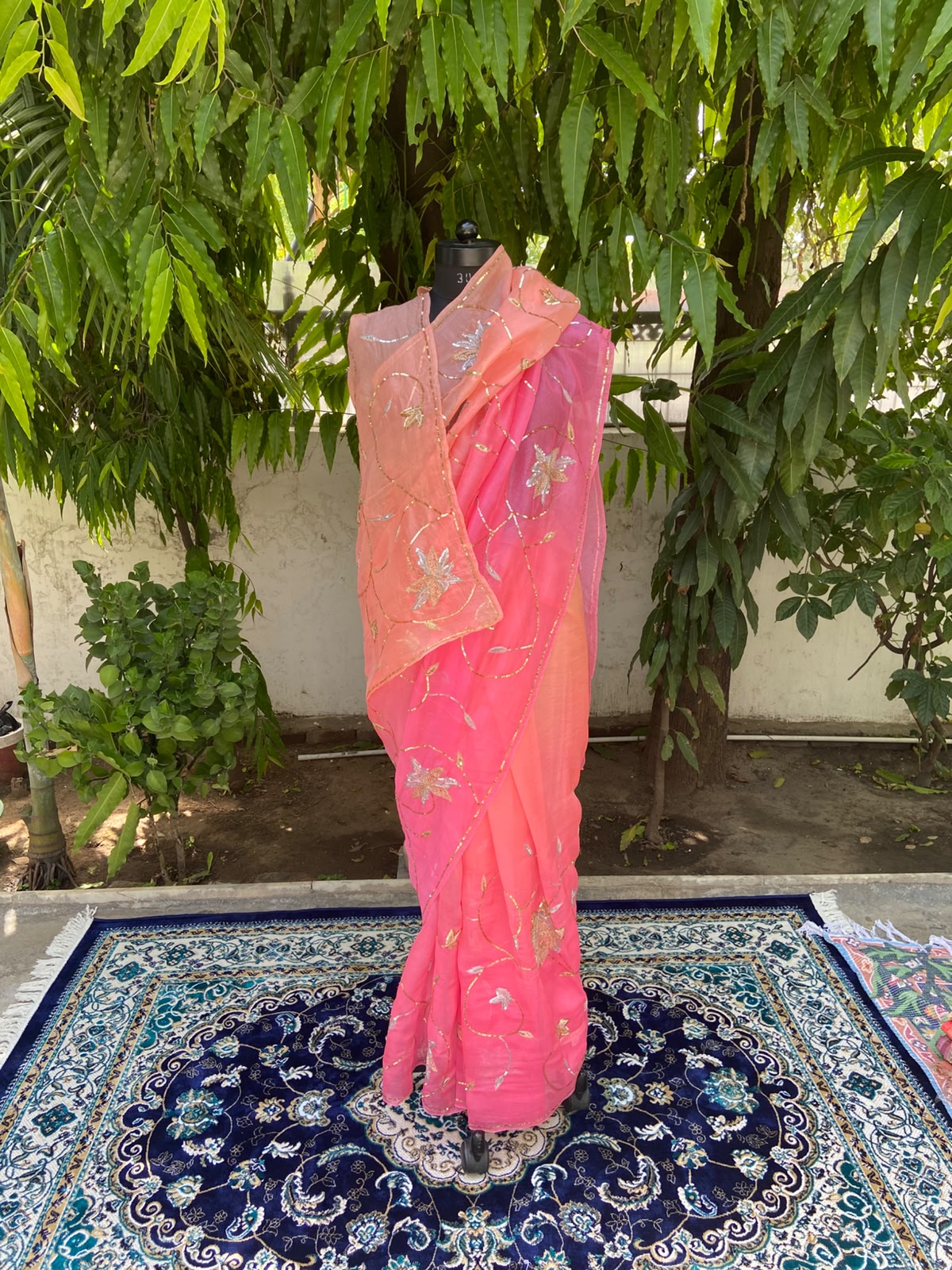 Peach Blossom Organza Saree