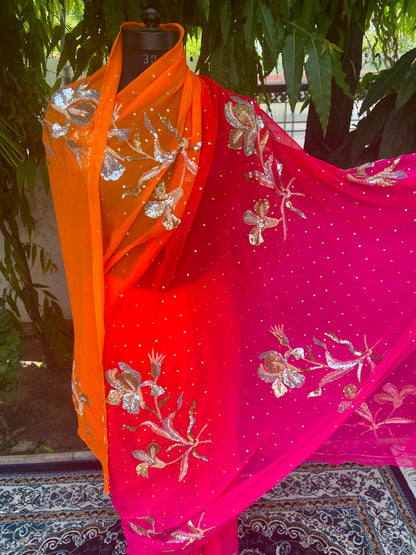 Sunset Glow Chiffon Saree