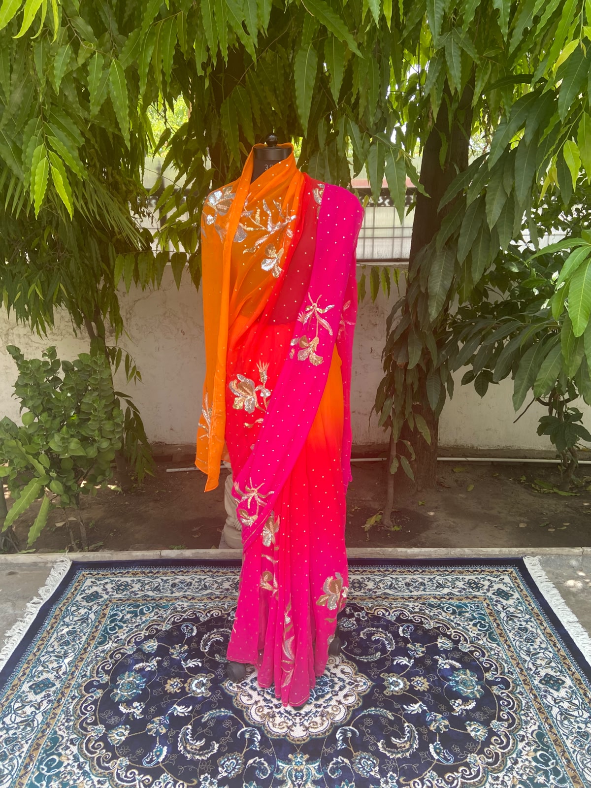 Sunset Glow Chiffon Saree