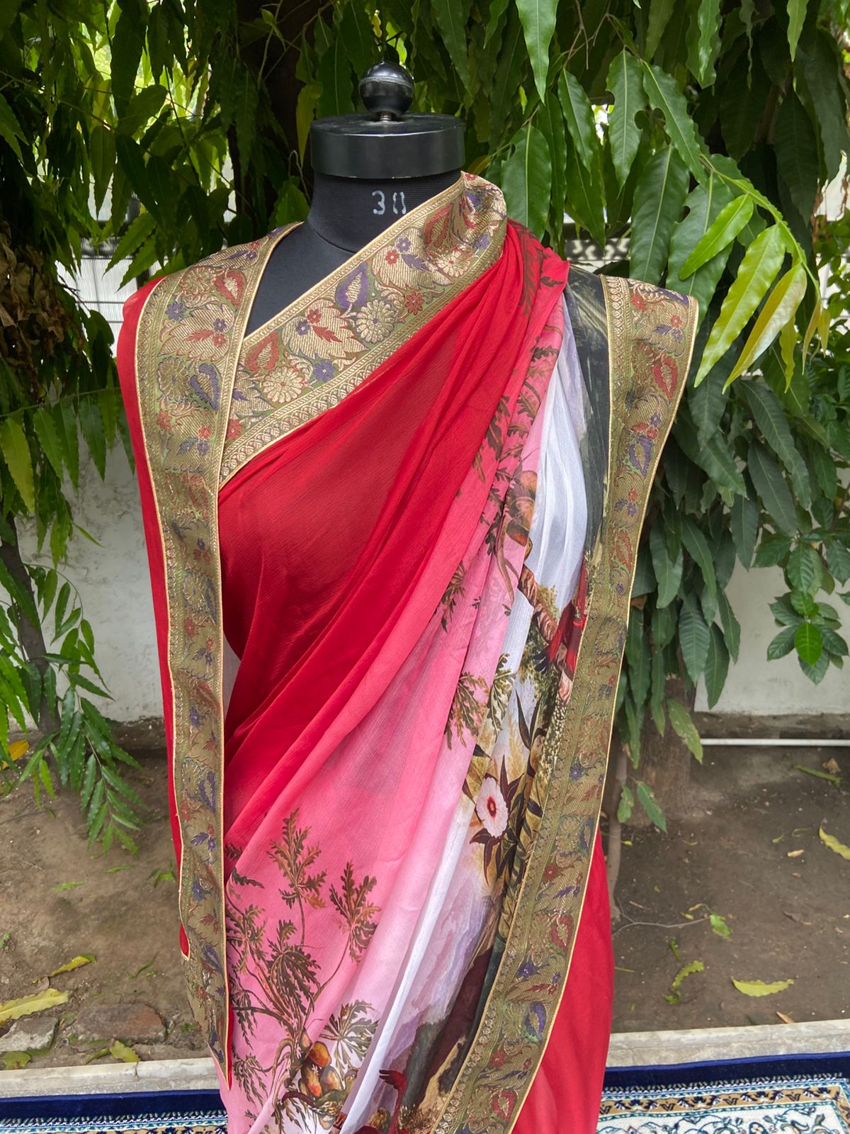 Amelie printed antique border saree