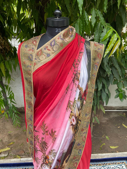 Amelie printed antique border saree