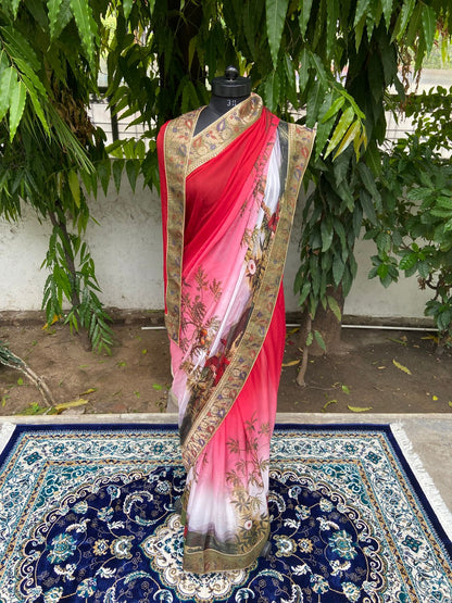 Amelie printed antique border saree