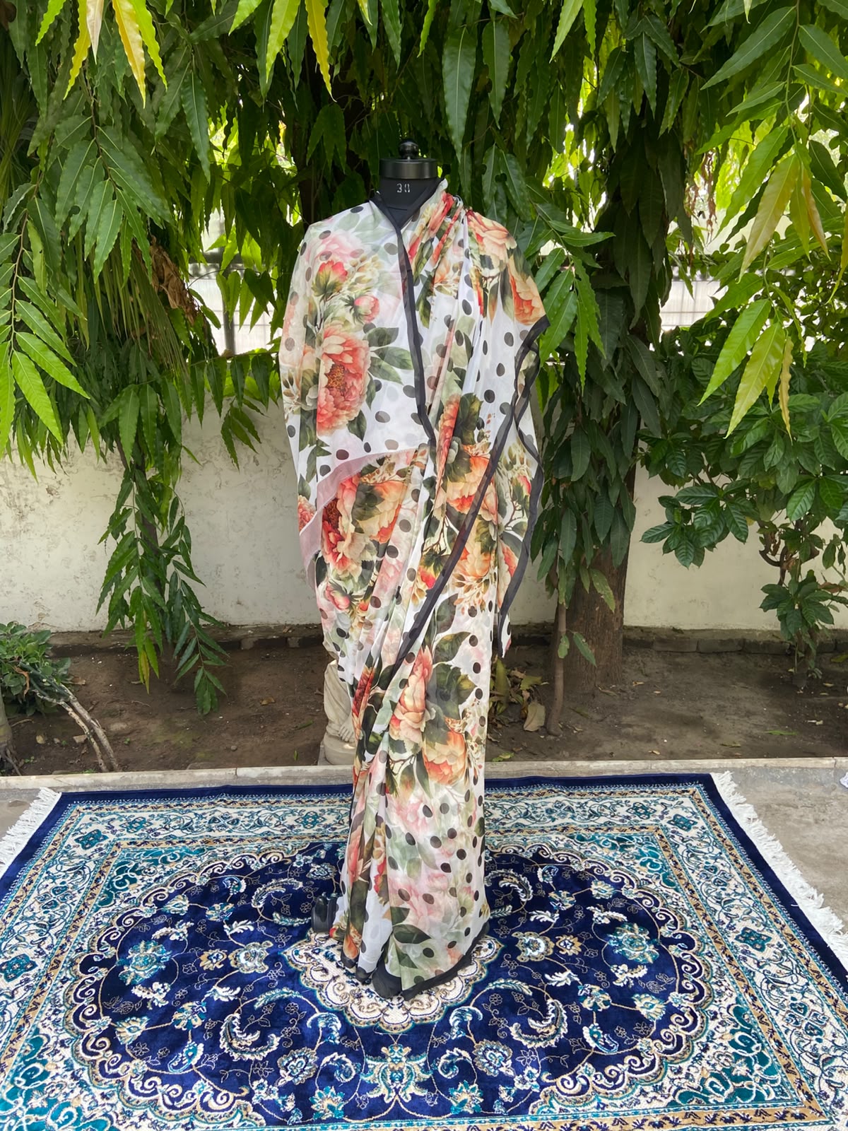White Flower Printed French Chiffon