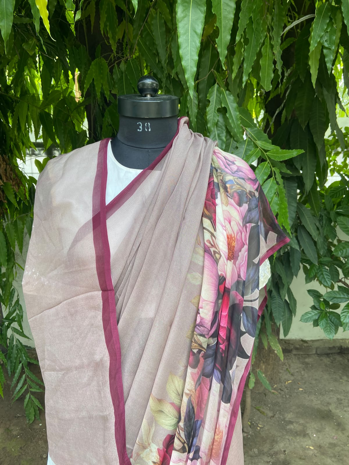 Flower Border Printed French Chiffon