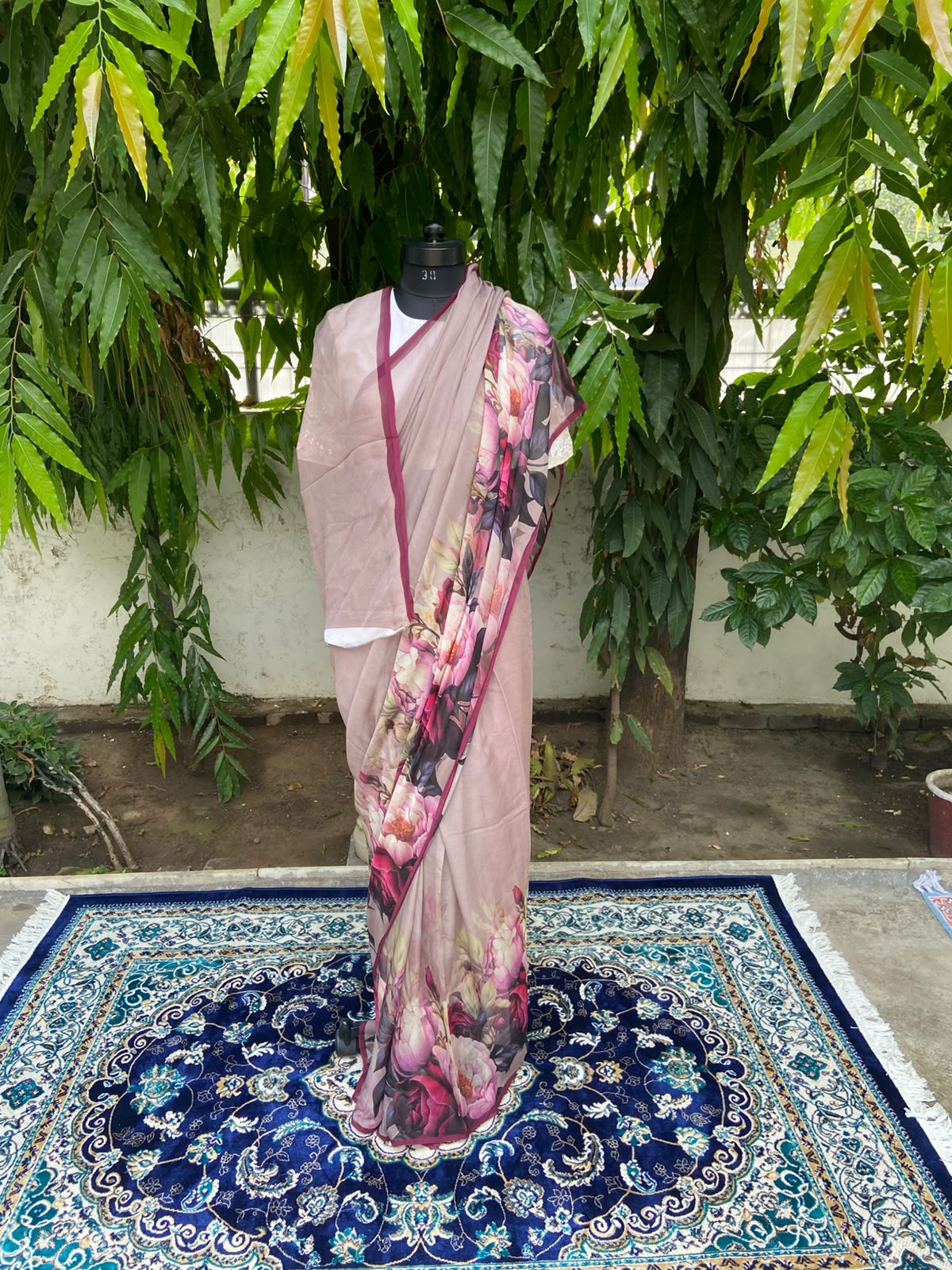 Flower Border Printed French Chiffon