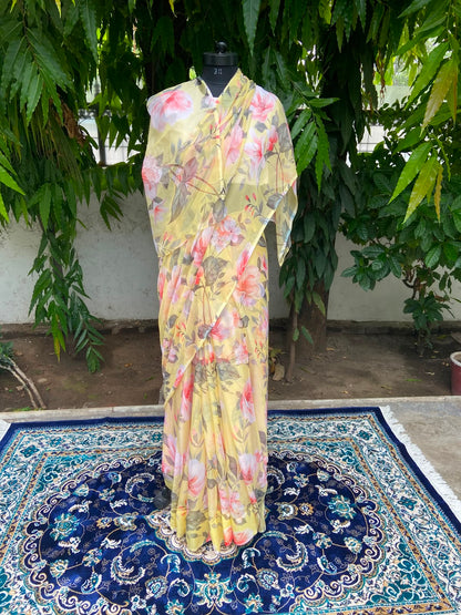 Uttara Petal French Chiffon Saree