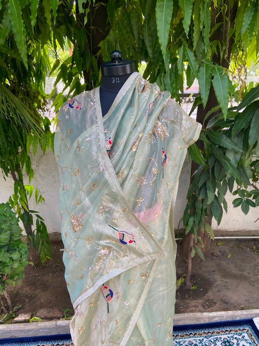 Mint Melody Tissue Saree