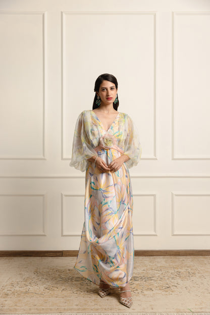 Chloe Printed Satin Dress Atelier Shikaarbagh Chloe Printed Satin Dress Atelier Shikaarbagh
