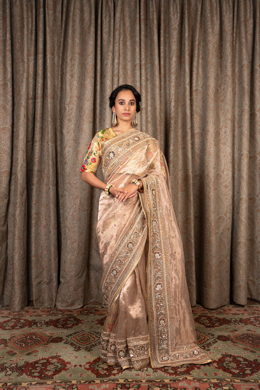 Sodamini Antique Silver Tissue Saree