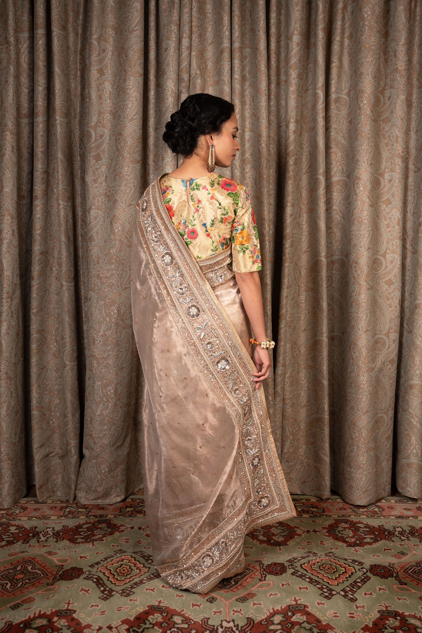 Sodamini Antique Silver Tissue Saree