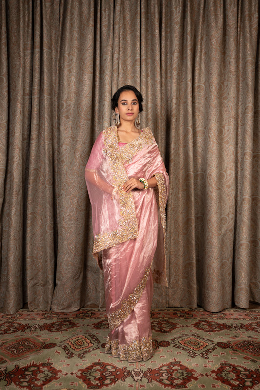 Inayat Blush Pink Tissue Saree