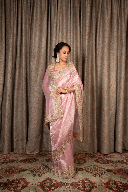 Inayat Blush Pink Tissue Saree