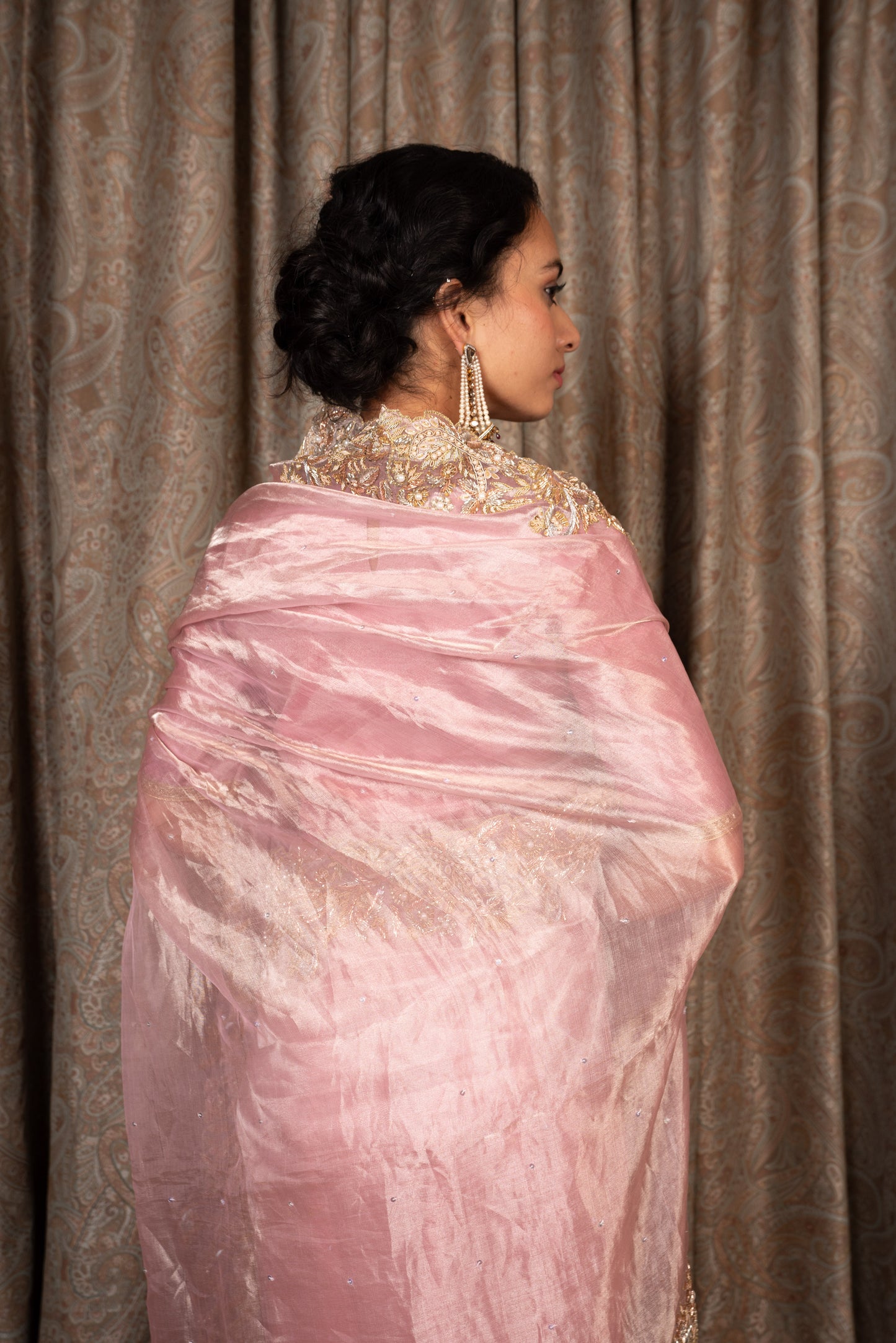 Inayat Blush Pink Tissue Saree