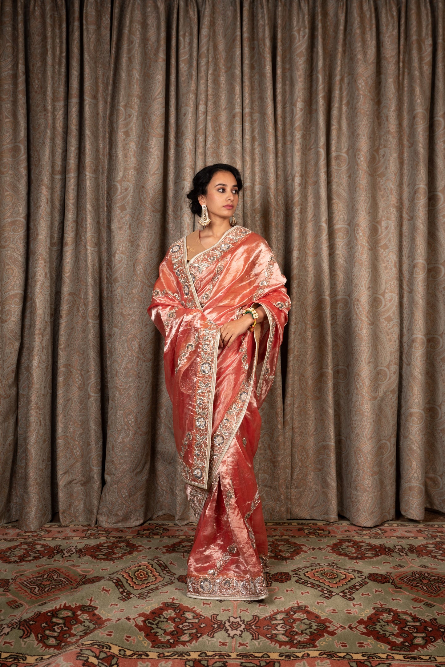 Laalima Red Tissue Saree