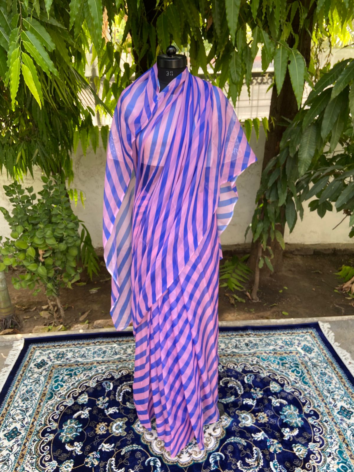 Periwinkle Edit chiffon lehariya saree