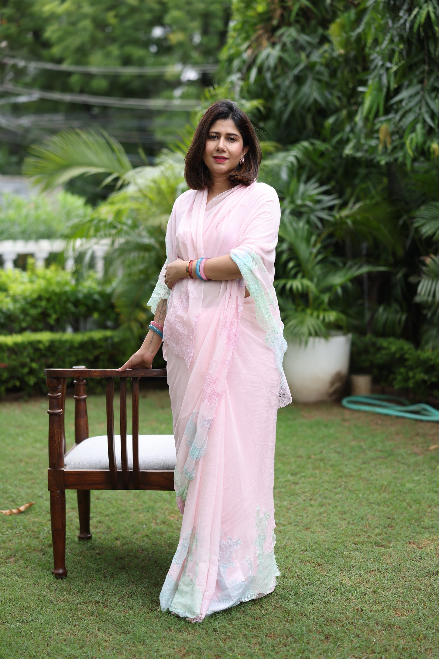 Larissa Blush Chantilly Saree
