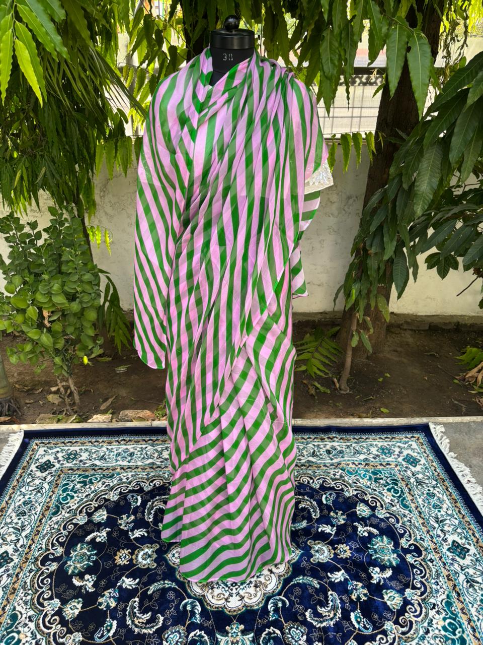 Matcha Sorbet Chiffon Lehariya Saree