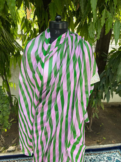 Matcha Sorbet Chiffon Lehariya Saree