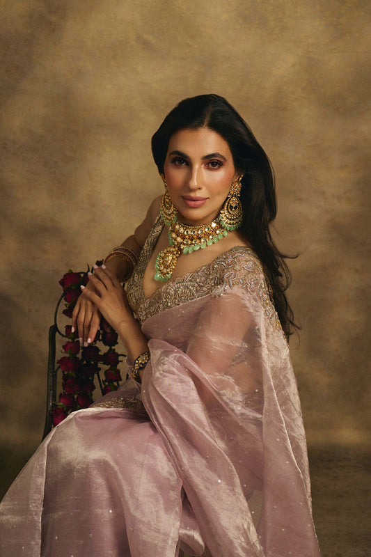 Inayat Blush Pink Tissue Saree