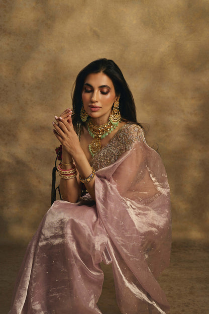 Inayat Blush Pink Tissue Saree