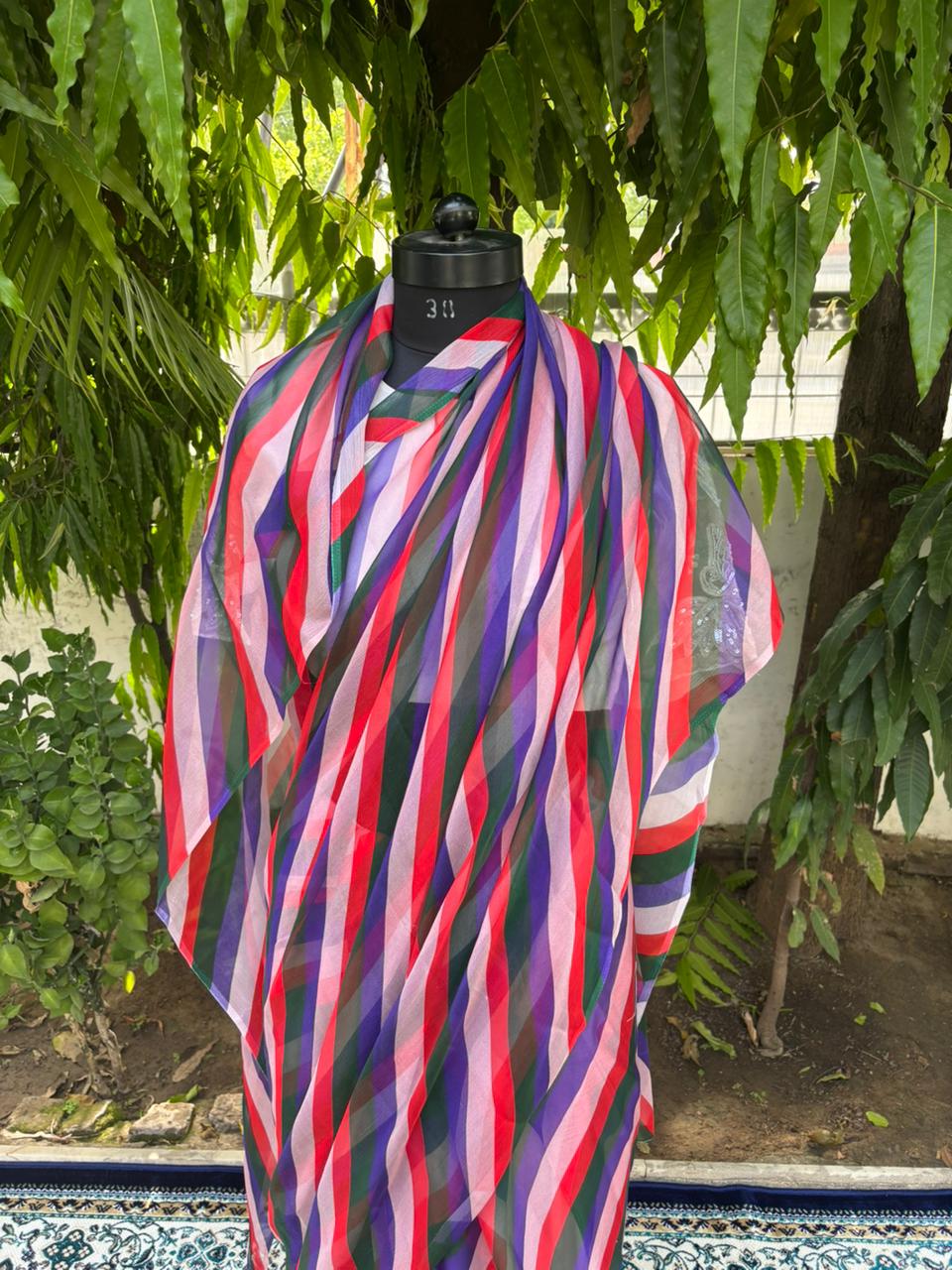 Riviera Pop multicolor chiffon lehariya saree