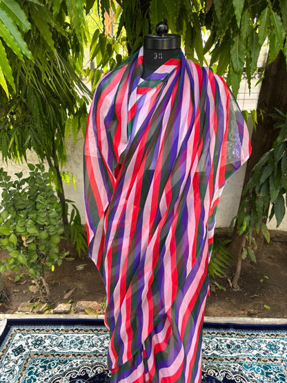 Riviera Pop multicolor chiffon lehariya saree