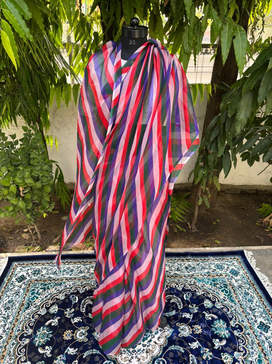 Riviera Pop multicolor chiffon lehariya saree
