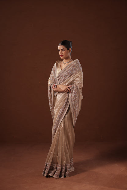 Sodamini Antique Silver Tissue Saree