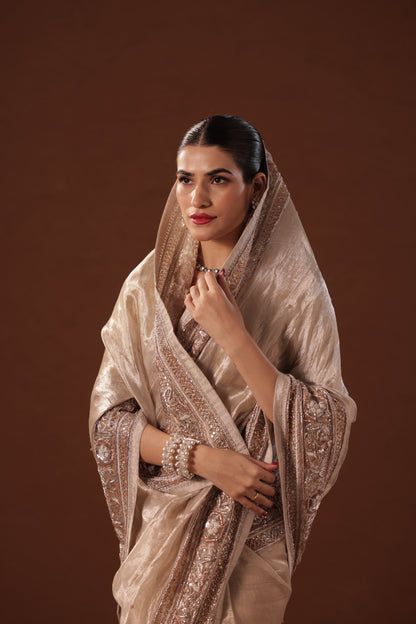 Sodamini Antique Silver Tissue Saree