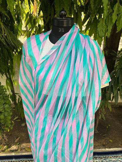 Cotton Candy Crush Lehariya Chiffon Saree