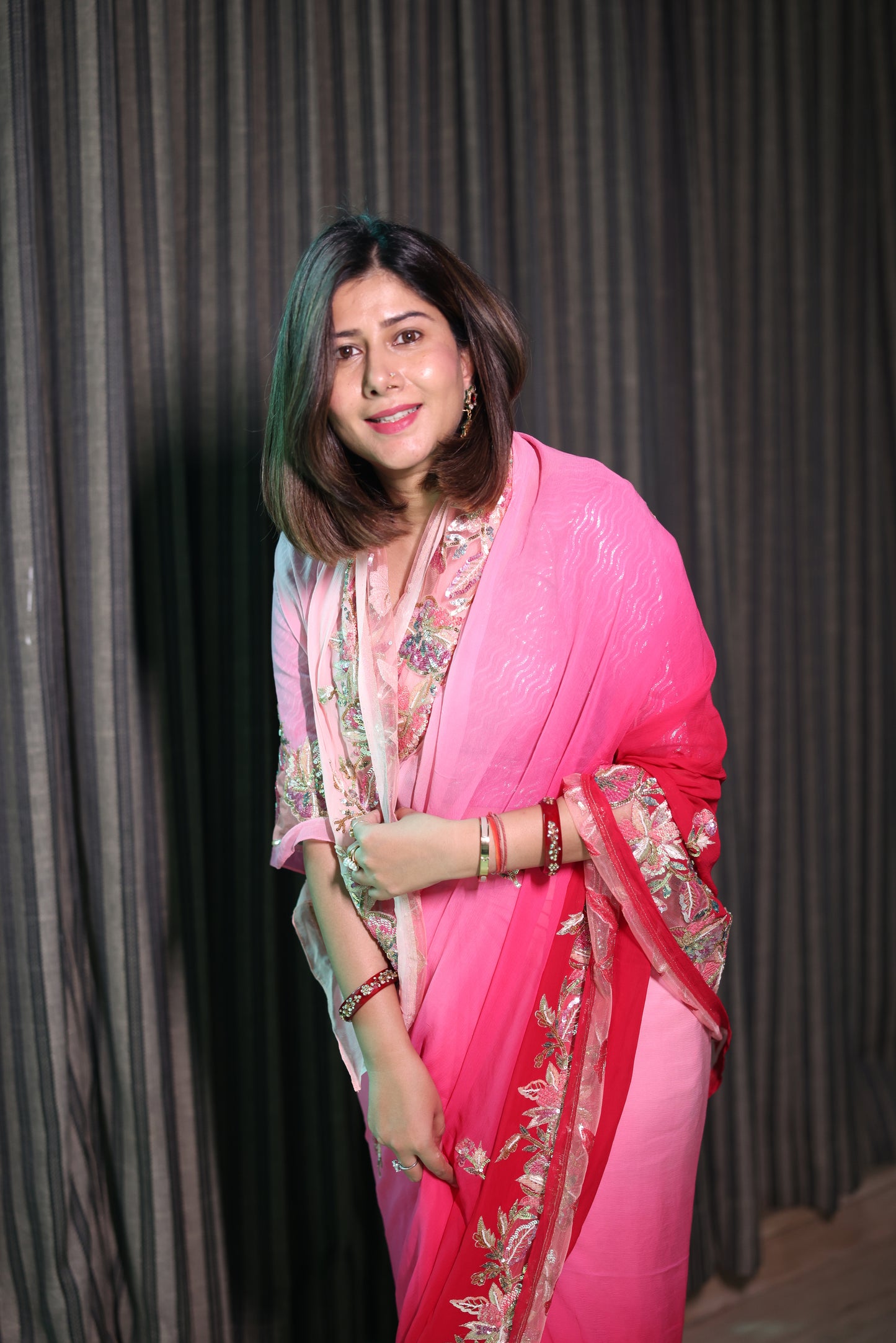 Melanie Pink Ombre Saree