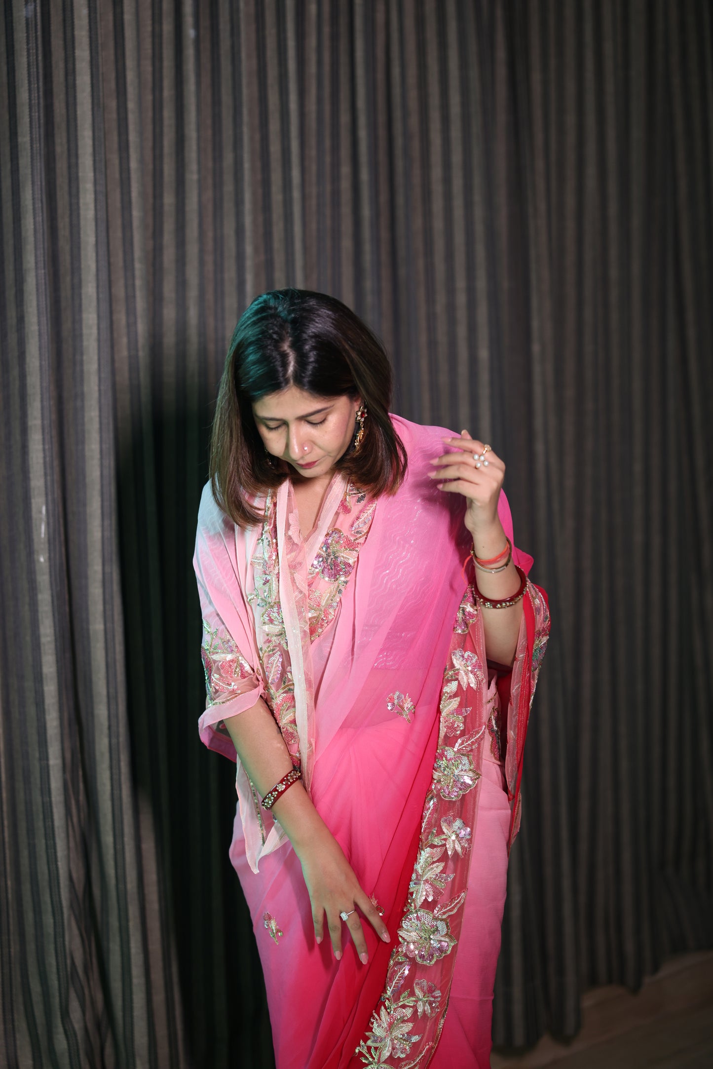Melanie Pink Ombre Saree