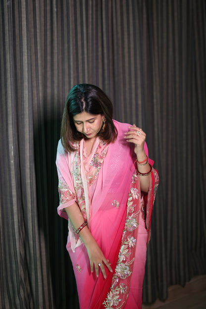 Melanie Pink Ombre Saree