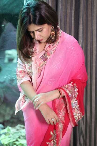Melanie Pink Ombre Saree