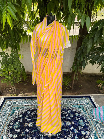 Mango Swirl chiffon lehariya