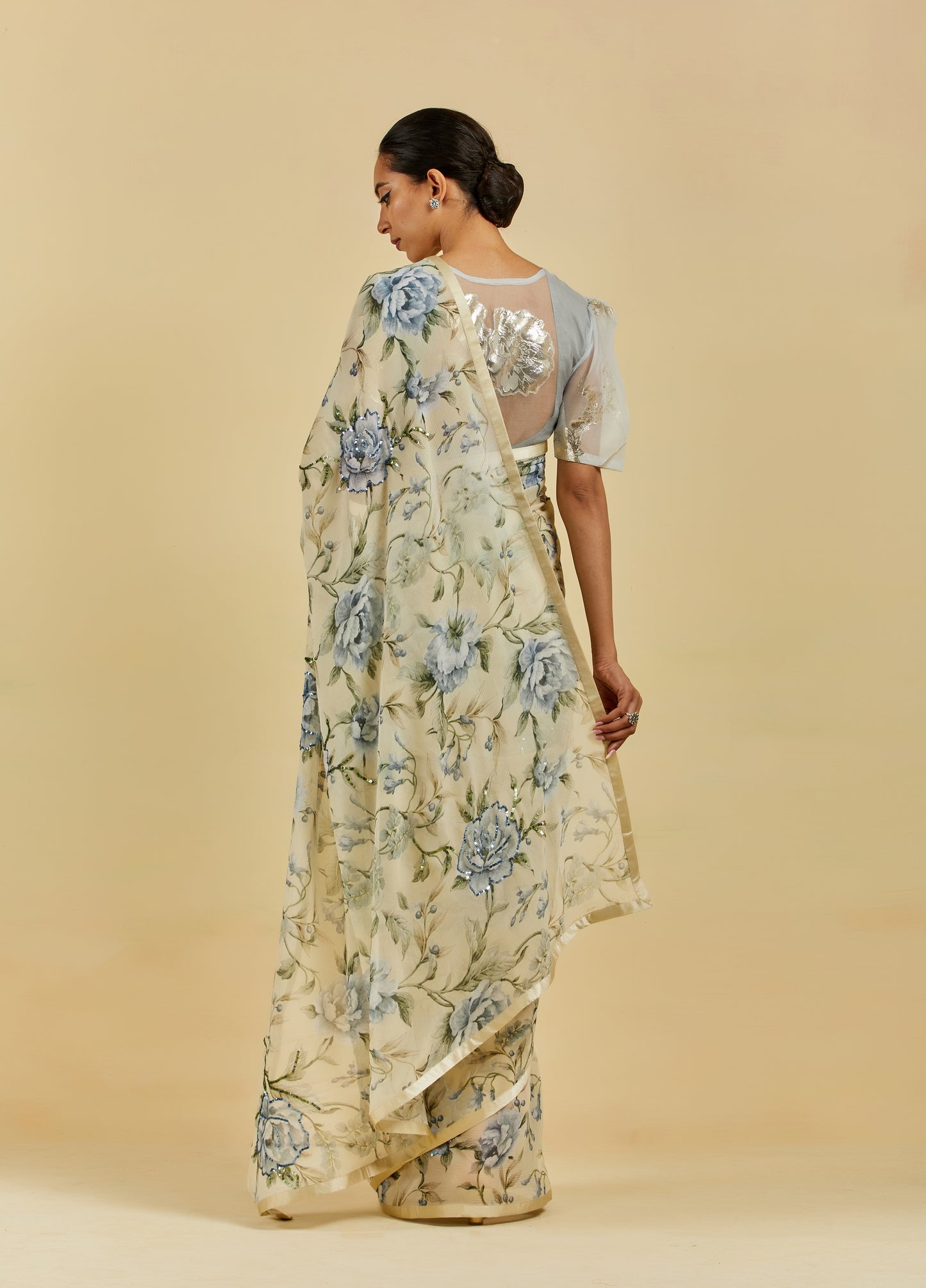 Avril Printed Highlighted French Chiffon Saree