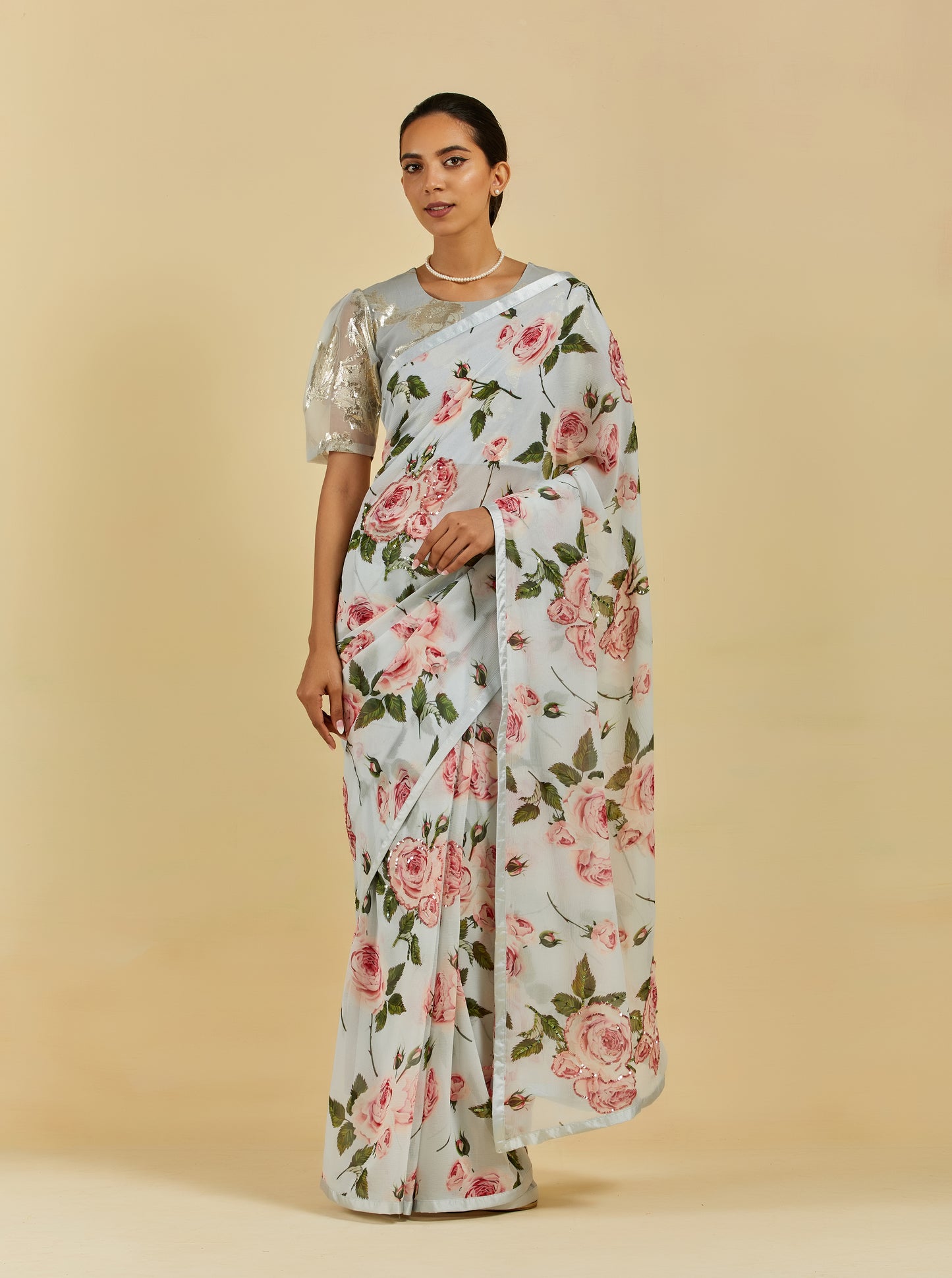 Béatrice Printed Highlighted French Chiffon Saree