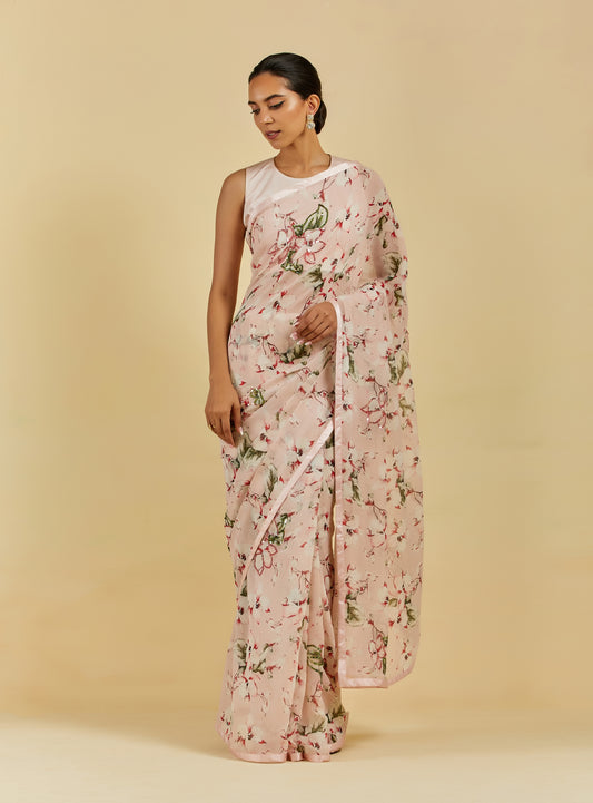 Madelyn Printed Highlighted French Chiffon Saree